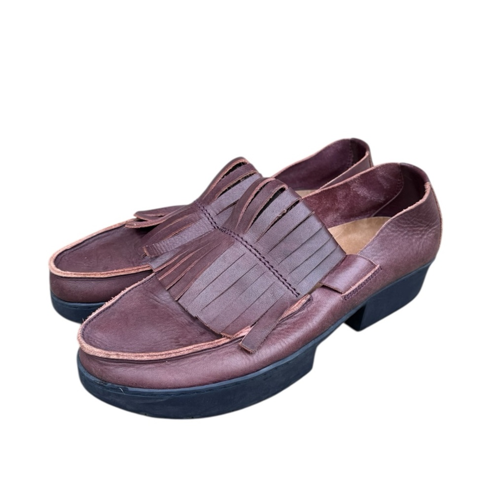 Trippen Berry Leather Fringed Tiger Loafers Platform Slip On Germany US 11 42 EU
